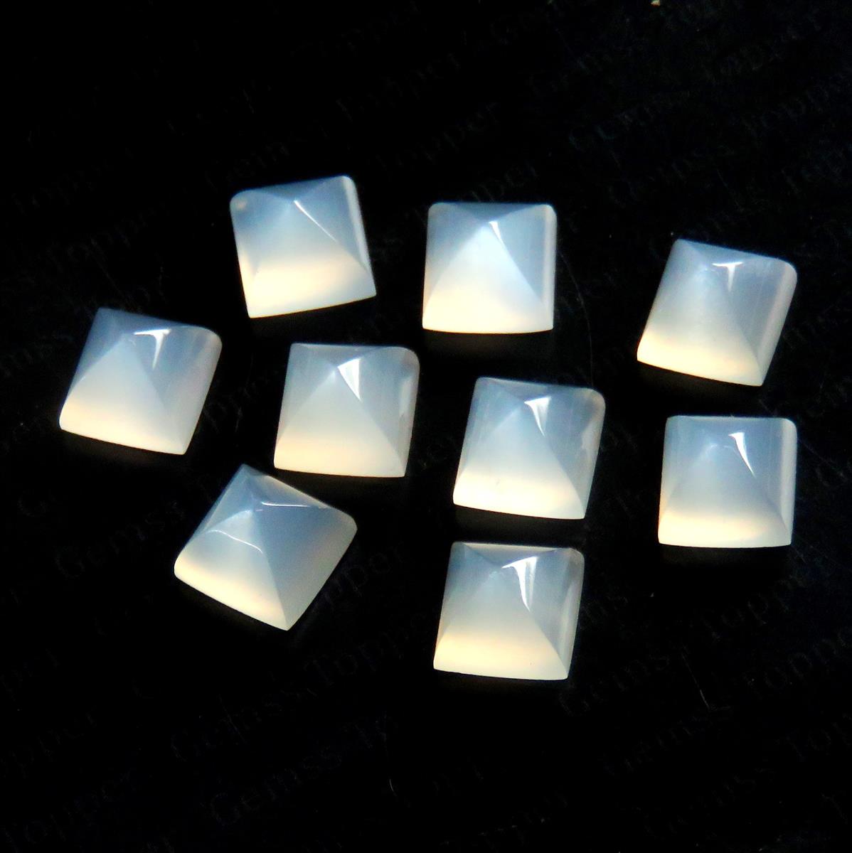 White Moonstone 10x10 mm Pyramid Cabochon